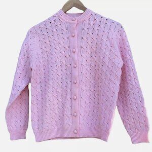 Vintage crochet pink cardigan
